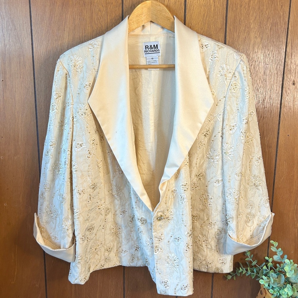 R&M Richards Embellished Evening Jacket Sz 18‎ Beaded Sequined Party
